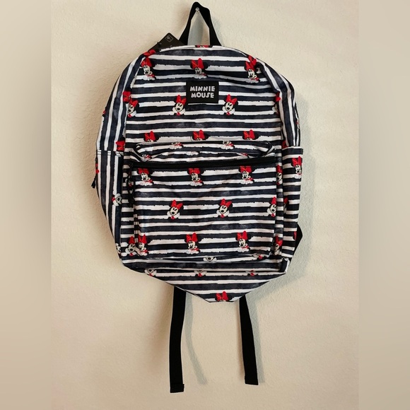 Minnie Mouse Red ,White ,and Black Striped Backpack OS -NWT - Picture 1 of 5